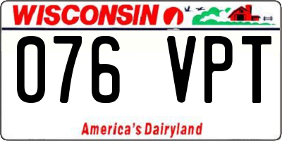 WI license plate 076VPT