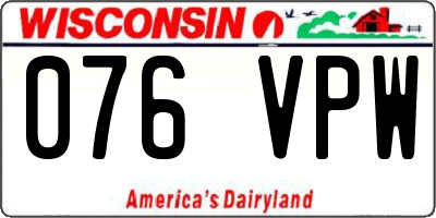 WI license plate 076VPW
