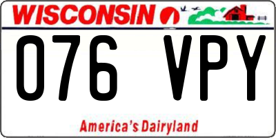 WI license plate 076VPY