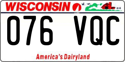WI license plate 076VQC