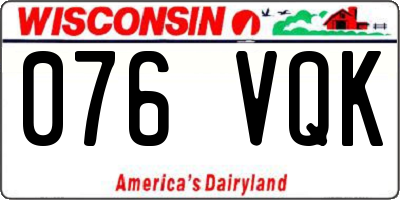 WI license plate 076VQK
