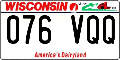 WI license plate 076VQQ