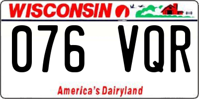 WI license plate 076VQR