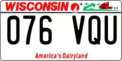 WI license plate 076VQU