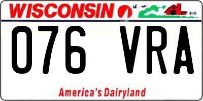 WI license plate 076VRA