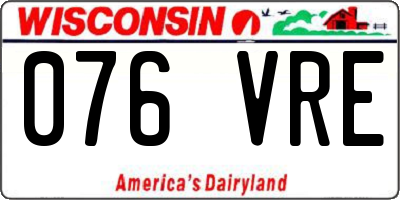 WI license plate 076VRE