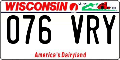 WI license plate 076VRY