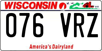 WI license plate 076VRZ