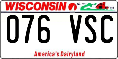 WI license plate 076VSC