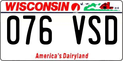 WI license plate 076VSD