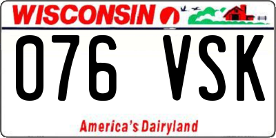 WI license plate 076VSK