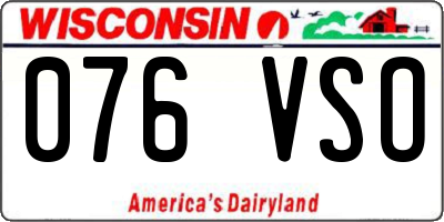 WI license plate 076VSO