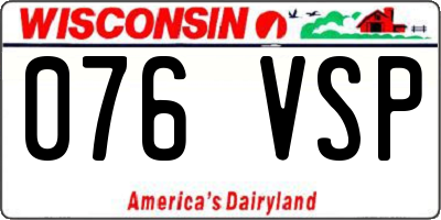 WI license plate 076VSP