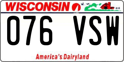 WI license plate 076VSW