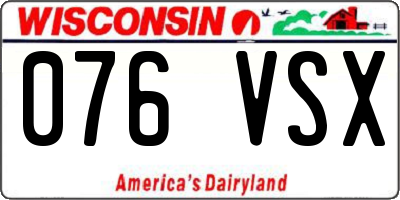 WI license plate 076VSX