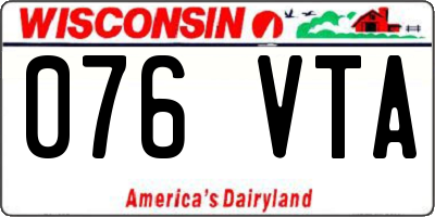 WI license plate 076VTA