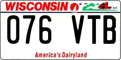 WI license plate 076VTB