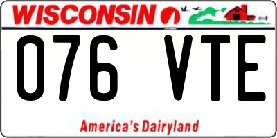 WI license plate 076VTE