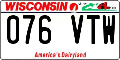 WI license plate 076VTW