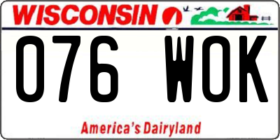 WI license plate 076WOK