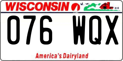 WI license plate 076WQX