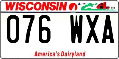 WI license plate 076WXA