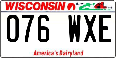 WI license plate 076WXE