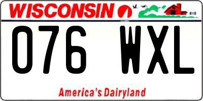 WI license plate 076WXL
