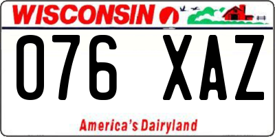 WI license plate 076XAZ