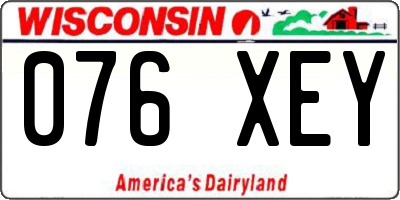 WI license plate 076XEY