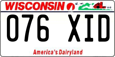 WI license plate 076XID