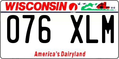 WI license plate 076XLM