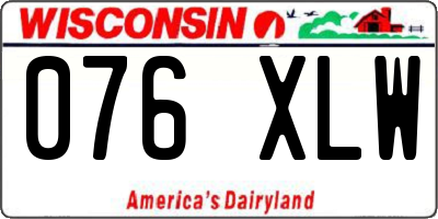 WI license plate 076XLW