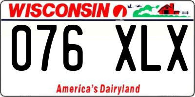 WI license plate 076XLX
