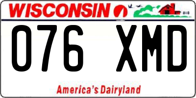 WI license plate 076XMD