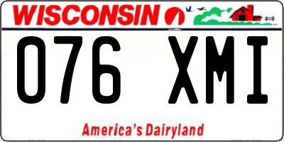 WI license plate 076XMI