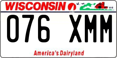 WI license plate 076XMM
