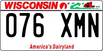 WI license plate 076XMN