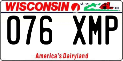 WI license plate 076XMP