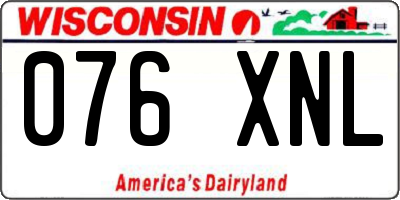 WI license plate 076XNL