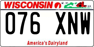 WI license plate 076XNW