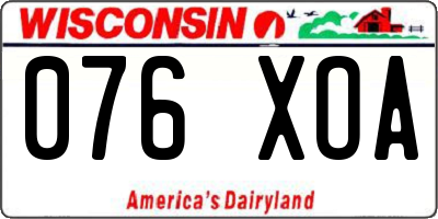 WI license plate 076XOA