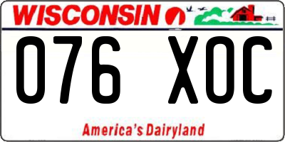 WI license plate 076XOC