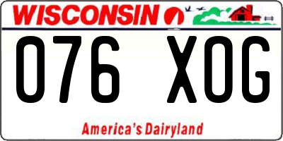 WI license plate 076XOG
