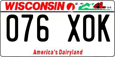 WI license plate 076XOK