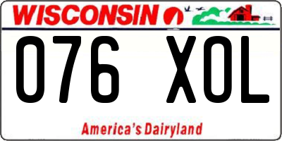 WI license plate 076XOL