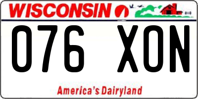 WI license plate 076XON