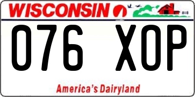 WI license plate 076XOP