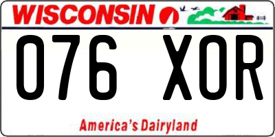 WI license plate 076XOR