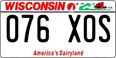 WI license plate 076XOS
